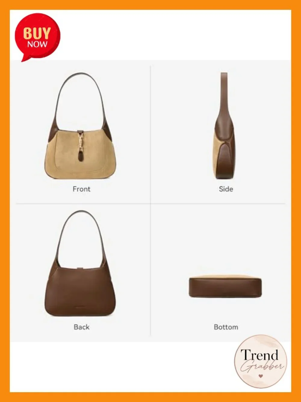 Vegan Leather Hobo Bag with Push-Lock Top Handle Shoulder Bag